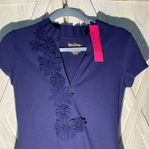 NWT: Navy Lilly Pulitzer Dress with Floral Collar